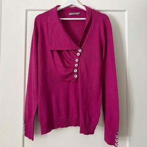 Elegant Fuchsia Shawl Collar Sweater